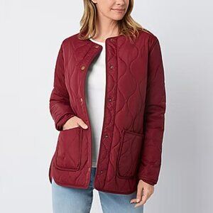 NWOT St. John's Bay Women's Midweight Garnet Quilted Jacket Size L